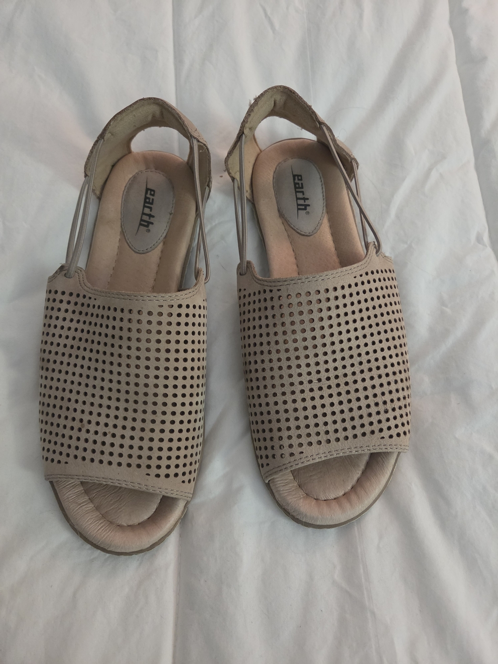 Earth Taupe Perforated Slingback Sandals